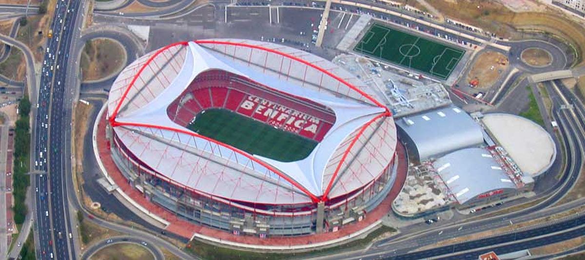 Aerial view of Estadio Da Luz in Lisbon