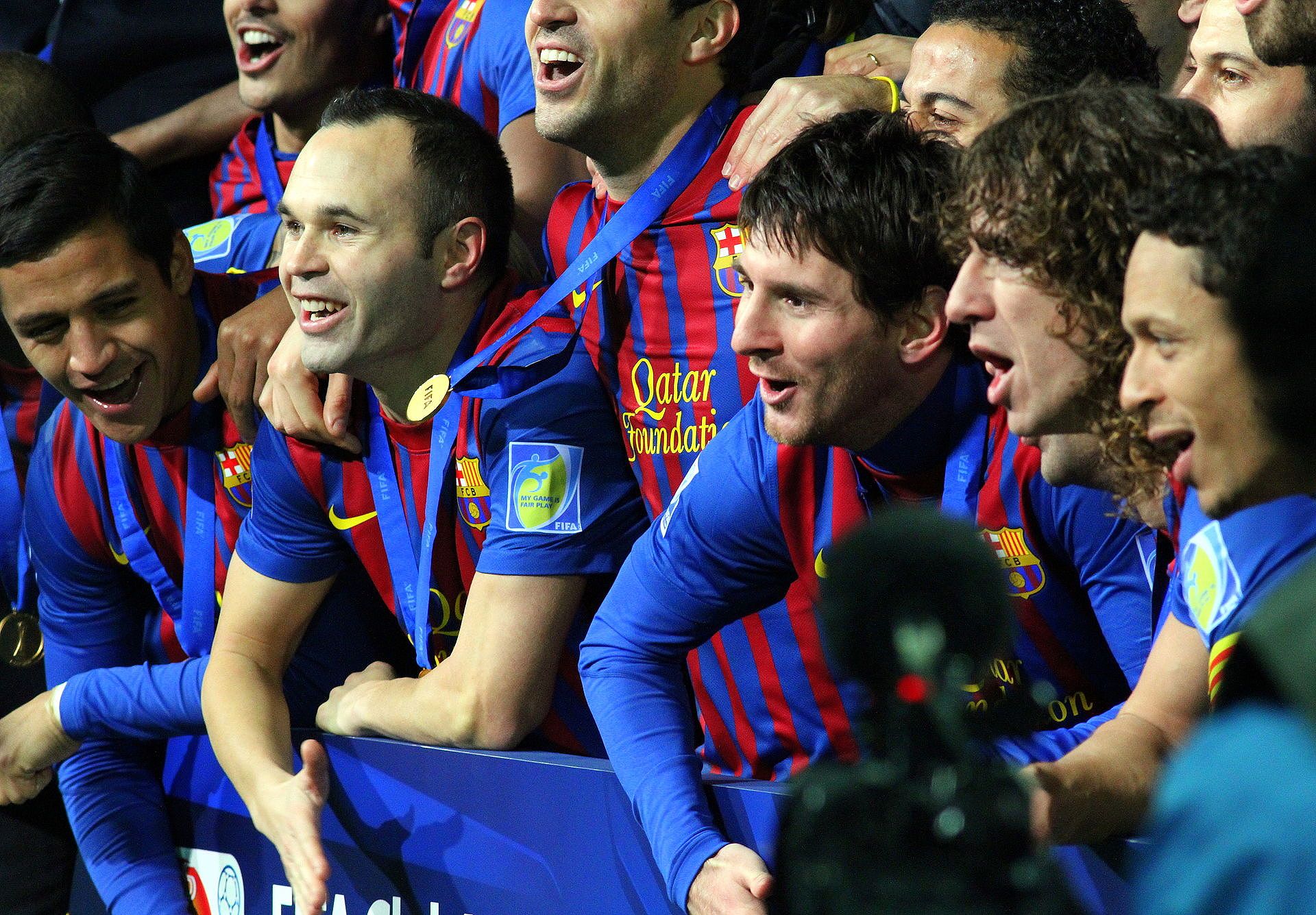 Messi và các đồng đội trong trận chung kết FIFA Club World Cup 2011