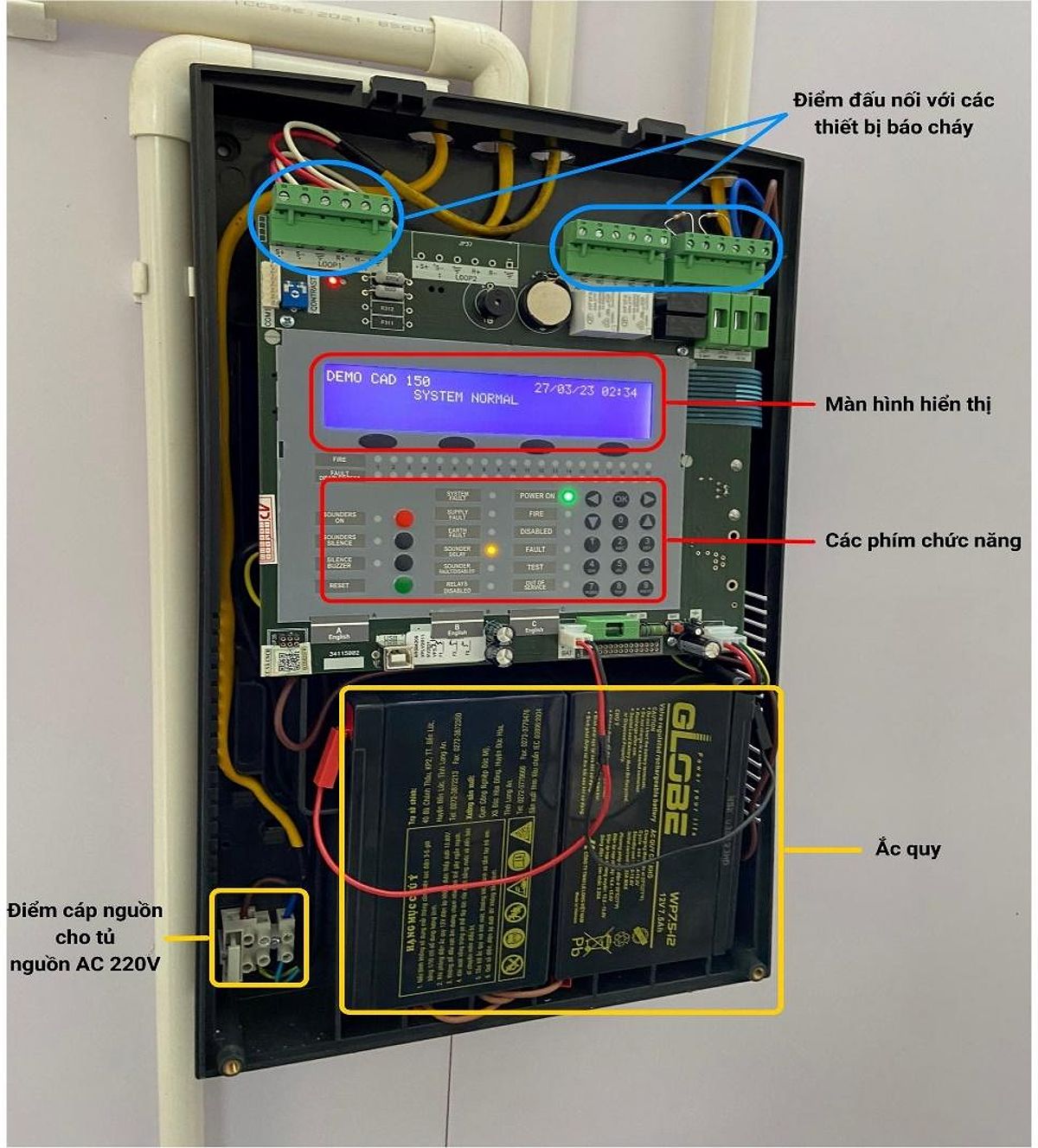 Cấu tạo bên trong của tủ trung tâm báo cháy