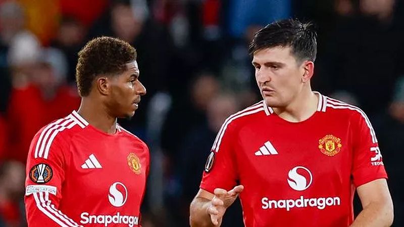 Marcus Rashford and Harry Maguire during a match