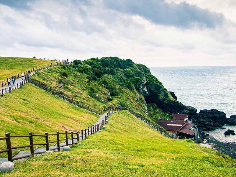 Pemandangan indah pulau Jeju, tempat wisata terkenal di Korea Selatan.