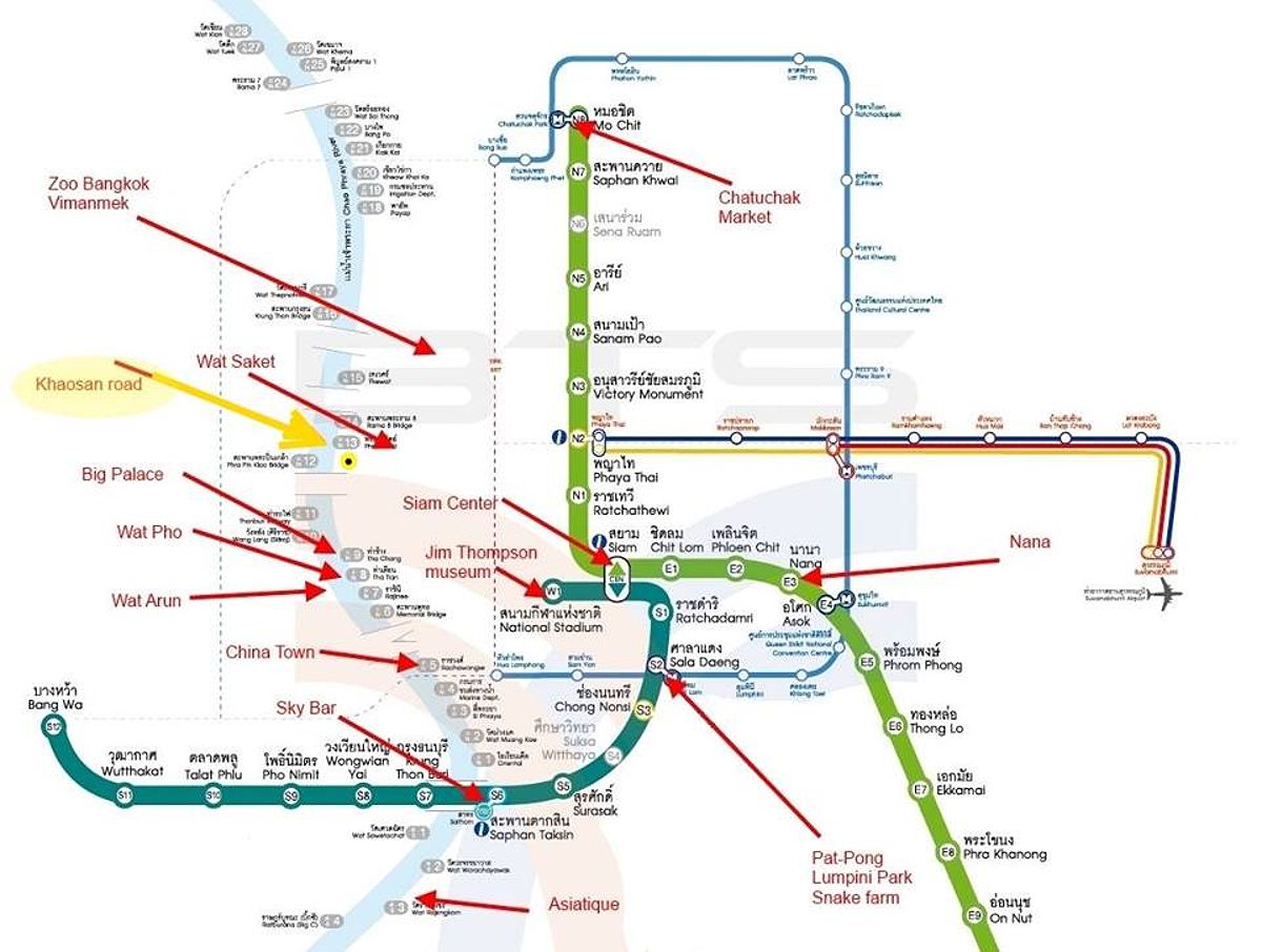 Bản đồ tàu điện BTS ở Bangkok